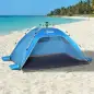 Carpa de Playa Pop-up para 1-2 Personas con 2 Accesos y 2 Ventanas y Bolsa de Transporte 220x173x120 cm Azul Claro