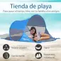 Carpa de Playa Automático para 1-2 Personas con 1 Puerta 2 Ventanas y Bolsa de Transporte 200x120x90 cm Azul