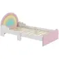 Cama Infantil de Madera 143x74x66 cm en Forma de Arcoíris Mueble de Dormitorio Moderno Carga 80 kg Rosa