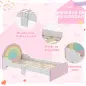 Cama Infantil de Madera 143x74x66 cm en Forma de Arcoíris Mueble de Dormitorio Moderno Carga 80 kg Rosa
