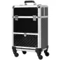 Maletín de Maquillaje Profesional con Cajón Maleta de Maquillaje con Ruedas para Viaje Trabajo 34x25x62 cm Negro