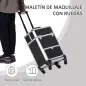 Maletín de Maquillaje Profesional con Cajón Maleta de Maquillaje con Ruedas para Viaje Trabajo 34x25x62 cm Negro