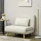 Sillón Cama Individual 3 en 1 Sofá Cama Plegable con Respaldo Ajustable y Cojín para Sala Dormitorio 90x78x79 cm Crema