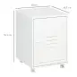 Mueble Archivador con Ruedas Estante Ajustable y Puerta de Metal para Tamaño A4 para Estudio 38x38,5x55,5 cm Blanco