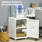 Mueble Archivador con Ruedas Estante Ajustable y Puerta de Metal para Tamaño A4 para Estudio 38x38,5x55,5 cm Blanco