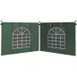 2 Paredes Laterales para Carpa 295x195 cm con Ventana Enrollable y Puerta con Cremallera para Carpa 3x3 m o 3x6 m Verde