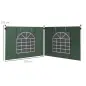 2 Paredes Laterales para Carpa 295x195 cm con Ventana Enrollable y Puerta con Cremallera para Carpa 3x3 m o 3x6 m Verde
