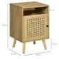 Juego de 2 Mesillas de Noche Estilo Cannage con Puerta y Estante Abierto Mesas Auxiliares 39x35x60 cm Natural Juego de 2 Mesillas de Noche Estilo Cannage con Puerta y Estante Abierto Mesas Auxiliares 39x35x60 cm Natural
