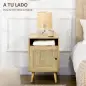 Juego de 2 Mesillas de Noche Estilo Cannage con Puerta y Estante Abierto Mesas Auxiliares 39x35x60 cm Natural Juego de 2 Mesillas de Noche Estilo Cannage con Puerta y Estante Abierto Mesas Auxiliares 39x35x60 cm Natural