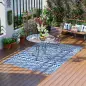 Alfombra Reversible 182x274 cm Estilo Moderno para Terraza Balcón Patio Camping Playa Azul Oscuro y Blanco