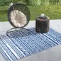 Alfombra Reversible 182x274 cm Estilo Moderno para Terraza Balcón Patio Camping Playa Azul Oscuro y Blanco