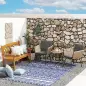 Alfombra Reversible 182x274 cm Estilo Moderno para Terraza Balcón Patio Camping Playa Azul Oscuro y Blanco