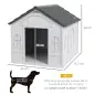 Casa para Perros 65x75,7x63 cm con Patrón de Ventana y Techo de Tejas de Imitación para Perros Medianos Gris y Blanco
