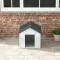 Casa para Perros 65x75,7x63 cm con Patrón de Ventana y Techo de Tejas de Imitación para Perros Medianos Gris y Blanco