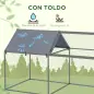 Parque para Mascotas de Acero con 1 Puerta Superior y 1 Tela Superior de Anti-UV para Exterior 198x100x120 cm Plata