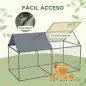 Parque para Mascotas de Acero con 1 Puerta Superior y 1 Tela Superior de Anti-UV para Exterior 198x100x120 cm Plata