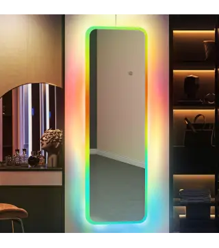 Espejo de Cuerpo Entero con Luces LED 120x40 cm Espejo de Pared con Iluminación de 7 Colores RGB y Función de Memoria