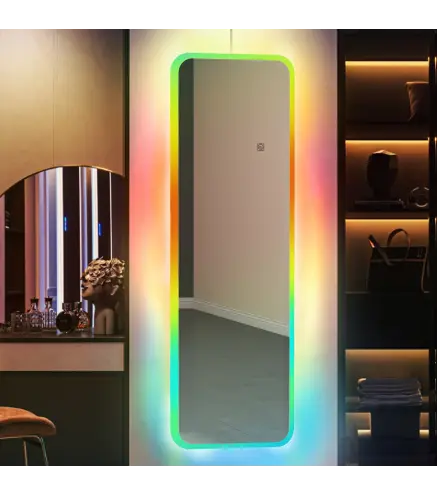 Espejo de Cuerpo Entero con Luces LED 120x40 cm Espejo de Pared con Iluminación de 7 Colores RGB y Función de Memoria