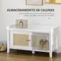 Mueble Zapatero con Banco con 2 Puertas de Ratán Estilo Cannage Carga 130 kg para Pasillo 80x35x45 cm Blanco y Natural