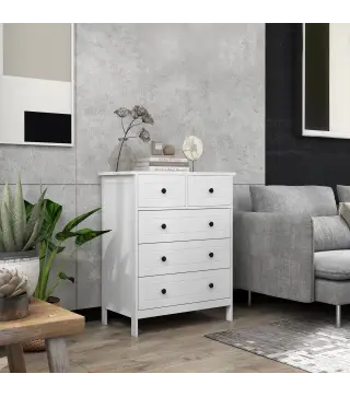 Cómoda con 5 Cajones Sifonier de Dormitorio para Salón Oficina Estudio Estilo Moderno 74x40x91 cm