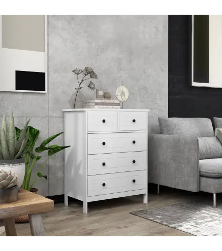 Cómoda con 5 Cajones Sifonier de Dormitorio para Salón Oficina Estudio Estilo Moderno 74x40x91 cm