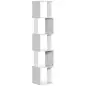 Estantería Librería en Forma S Estantería para Libros con 5 Estantes para Salón Oficina 33x28x161 cm Blanco y Gris