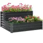Jardinera Exterior de Acero con Diseño de Escalera para Cultivos Plantas Flores 120x101x58 cm Gris Oscuro