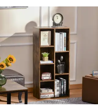 Estantería Librería de Madera Armario de Libros con 7 Compartimentos para Plantas Archivos 50x24x106 cm Marrón Rústico