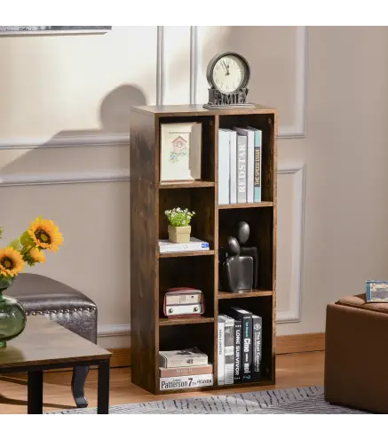 Estantería Librería de Madera Armario de Libros con 7 Compartimentos para Plantas Archivos 50x24x106 cm Marrón Rústico