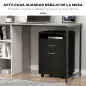 Cajonera de Oficina Móvil con Cajón y Armario con Ruedas Soporte de Impresora para Estudio 40x35x60 cm Negro