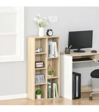 Estantería Librería de Madera Armario de Libros con 7 Compartimentos para Plantas Archivos 50x24x106 cm Roble