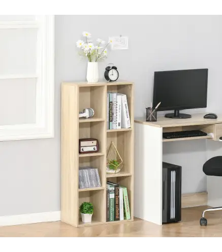 Estantería Librería de Madera Armario de Libros con 7 Compartimentos para Plantas Archivos 50x24x106 cm Roble