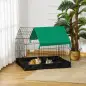 Jaula para Animales Pequeños con 2 Puertas Parque para Mascotas con Toldo y Base con Tela 90x75x75 cm Negro y Verde