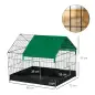 Jaula para Animales Pequeños con 2 Puertas Parque para Mascotas con Toldo y Base con Tela 90x75x75 cm Negro y Verde