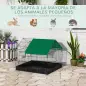 Jaula para Animales Pequeños con 2 Puertas Parque para Mascotas con Toldo y Base con Tela 90x75x75 cm Negro y Verde