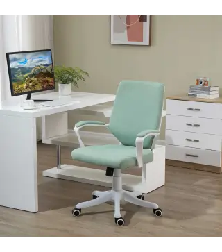 Silla de Escritorio Giratoria Silla de Oficina Basculante con Reposabrazos y Altura Ajustable 62x69x92-100 cm Verde