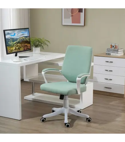 Silla de Escritorio Giratoria Silla de Oficina Basculante con Reposabrazos y Altura Ajustable 62x69x92-100 cm Verde