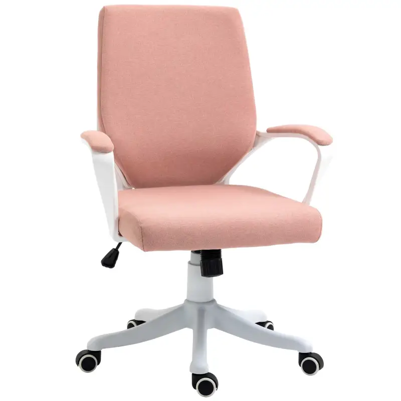 Silla de Escritorio Giratoria Silla de Oficina Basculante con Reposabrazos y Altura Ajustable 62x69x92-100 cm Rosa