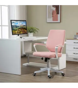 Silla de Escritorio Giratoria Silla de Oficina Basculante con Reposabrazos y Altura Ajustable 62x69x92-100 cm Rosa