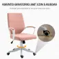 Silla de Escritorio Giratoria Silla de Oficina Basculante con Reposabrazos y Altura Ajustable 62x69x92-100 cm Rosa