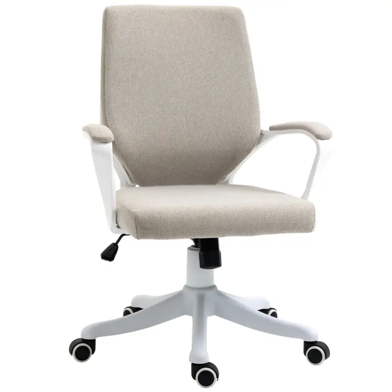 Silla de Escritorio Giratoria Silla de Oficina Basculante con Reposabrazos y Altura Ajustable 62x69x92-100 cm Beige Silla de Escritorio Giratoria Silla de Oficina Basculante con Reposabrazos y Altura Ajustable 62x69x92-100 cm Beige