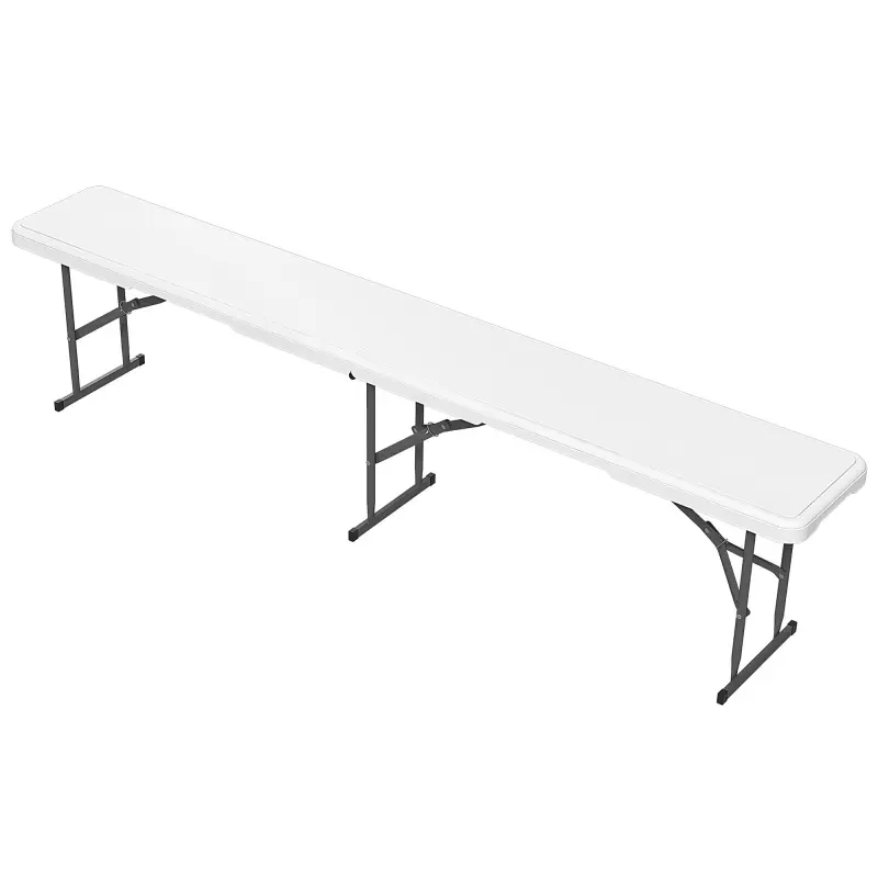 Banco Exterior Plegable de 3 Plazas con Marco de Acero Carga 360 kg para Patio Terraza Balcón Camping 183x28x43cm Blanco Banco Exterior Plegable de 3 Plazas con Marco de Acero Carga 360 kg para Patio Terraza Balcón Camping 183x28x43cm Blanco