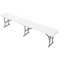 Banco Exterior Plegable de 3 Plazas con Marco de Acero Carga 360 kg para Patio Terraza Balcón Camping 183x28x43cm Blanco Banco Exterior Plegable de 3 Plazas con Marco de Acero Carga 360 kg para Patio Terraza Balcón Camping 183x28x43cm Blanco