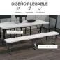 Banco Exterior Plegable de 3 Plazas con Marco de Acero Carga 360 kg para Patio Terraza Balcón Camping 183x28x43cm Blanco