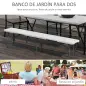 Banco Exterior Plegable de 3 Plazas con Marco de Acero Carga 360 kg para Patio Terraza Balcón Camping 183x28x43cm Blanco
