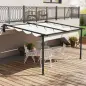 Pérgola 4x3 m Cenador de Jardín con Techo Retráctil de Poliéster y Marco de Acero Crema y Gris Oscuro