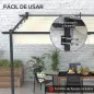 Pérgola 4x3 m Cenador de Jardín con Techo Retráctil de Poliéster y Marco de Acero Crema y Gris Oscuro