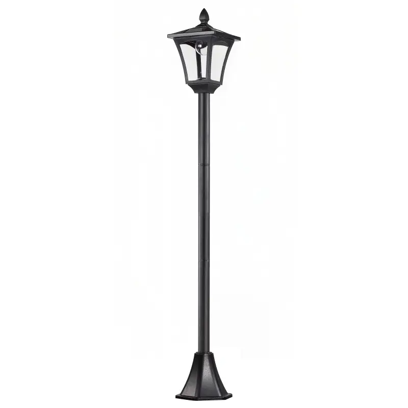 Farola Solar para Jardín con Panel Solar Encendido Automático y Marco de Acero Inoxidable 18x18x160 cm Negro