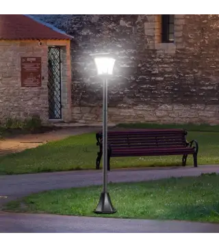 Farola Solar para Jardín con Panel Solar Encendido Automático y Marco de Acero Inoxidable 18x18x160 cm Negro