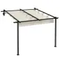 Pérgola 3x3 m Cenador de Jardín con Techo Retráctil de Poliéster y Marco de Acero Crema y Gris Oscuro